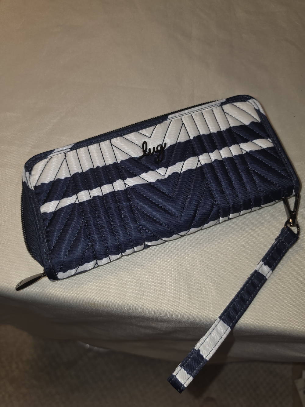 lug Navy and White Quilted Wristlet Wallet